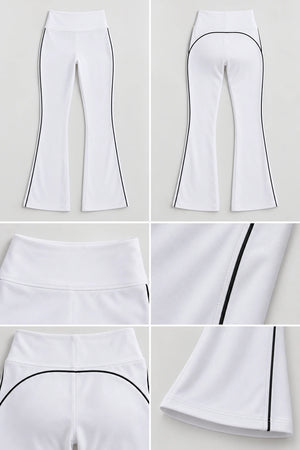 WEARHUB Polyester-Spandex Contrast-Stripe Flared Pants — product, details view