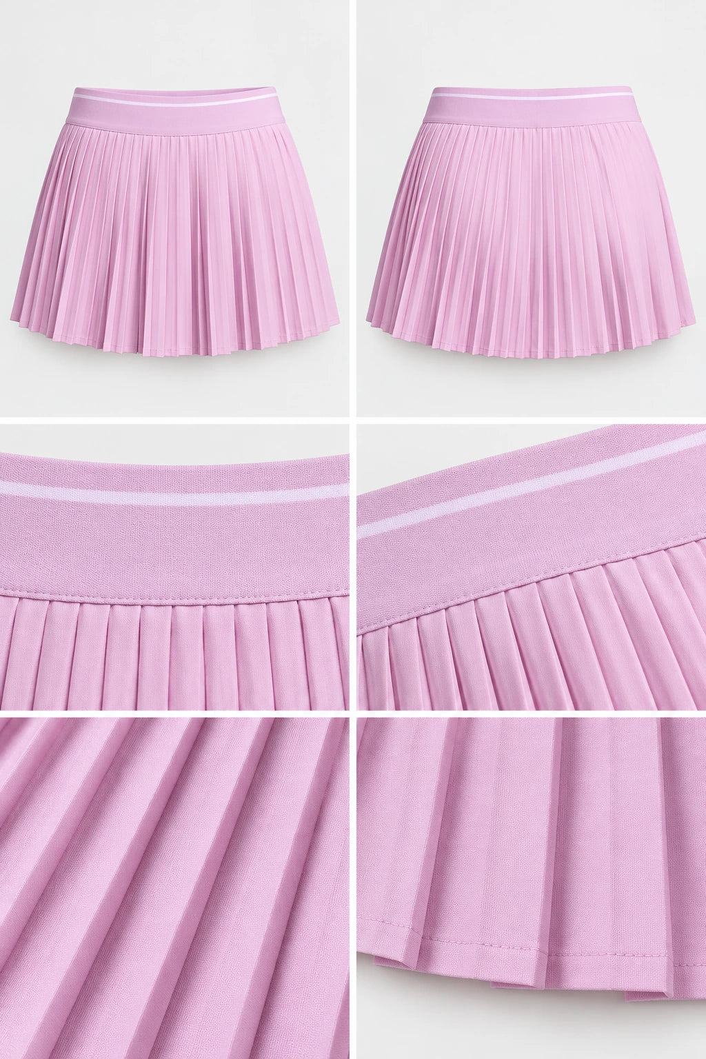 WEARHUB Polyester-Spandex Jacquard Stripe Pleated Skirt — product, details view