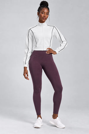 WEARHUB Polyester-Spandex Contour-Line Relaxed Active Jacket — White, front view
