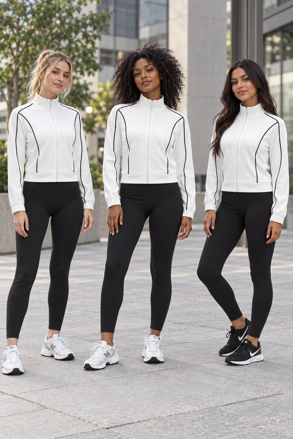 WEARHUB Polyester-Spandex Contour-Line Relaxed Active Jacket — product, multiracial view