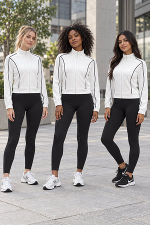 WEARHUB Polyester-Spandex Contour-Line Relaxed Active Jacket — product, multiracial view