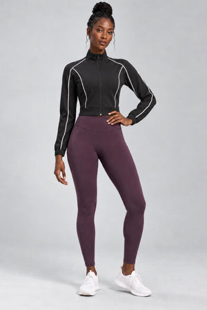 WEARHUB Polyester-Spandex Contour-Line Relaxed Active Jacket — Starry Black, color front view
