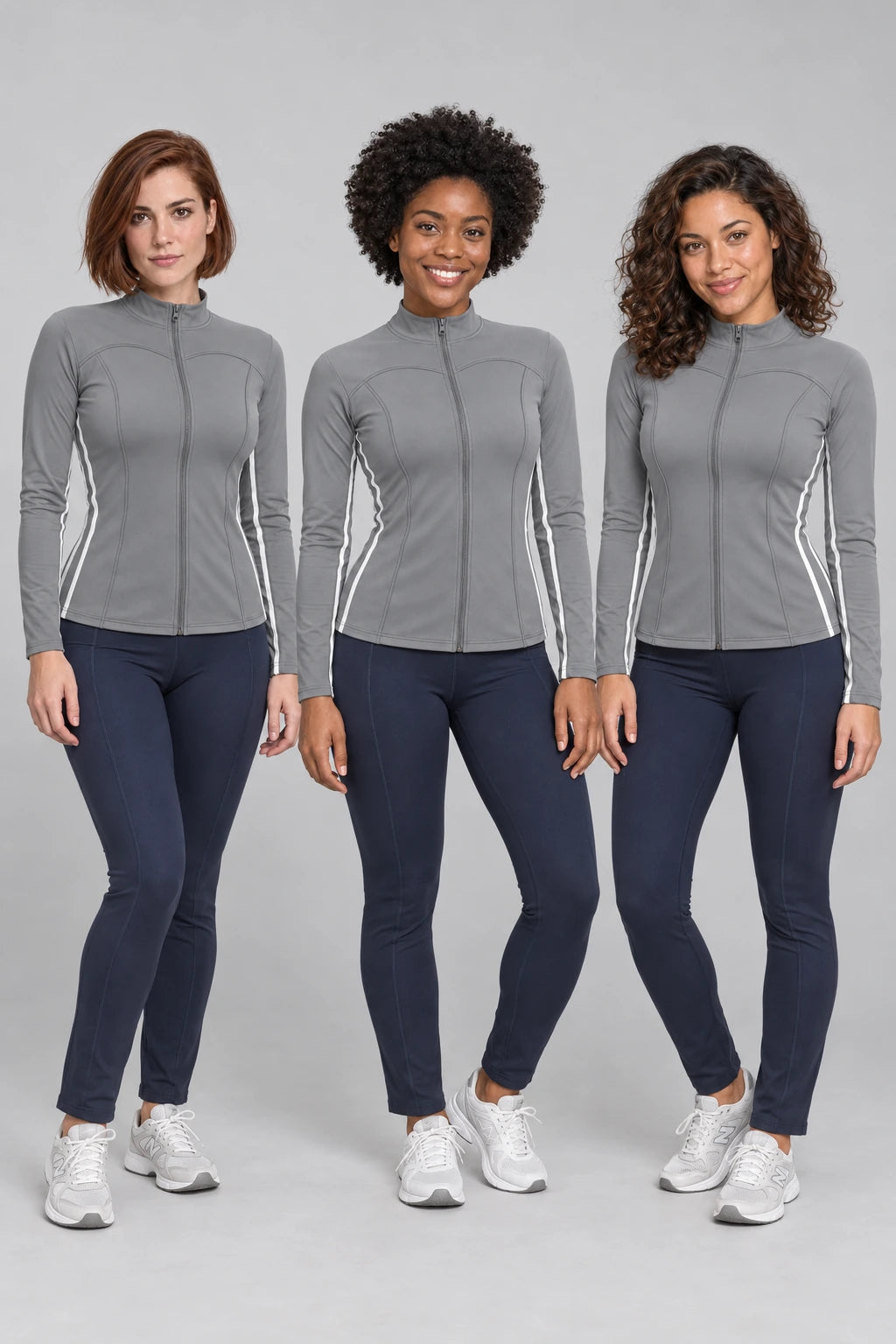 WEARHUB Polyester-Spandex Contour-Line Active Jacket — product, multiracial view