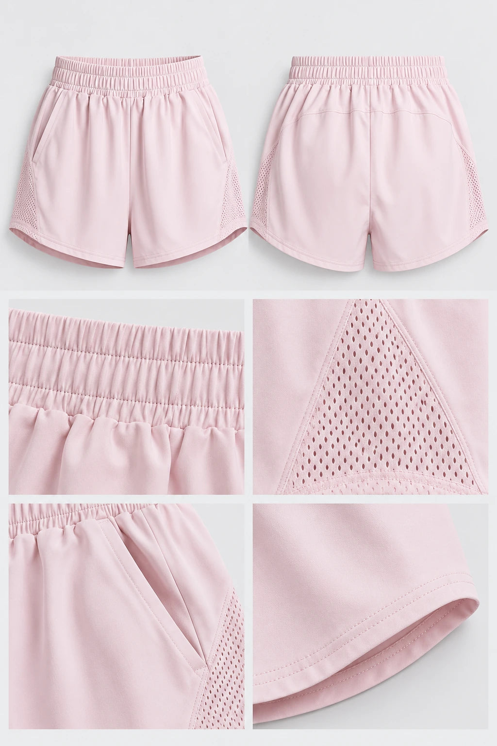 WEARHUB Polyester-Spandex Breathable Mesh Active Shorts — product, details view