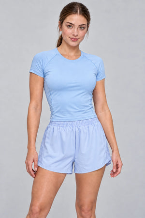 WEARHUB Polyester-Spandex Breathable Mesh Active Shorts — Cloud Blue, color front view