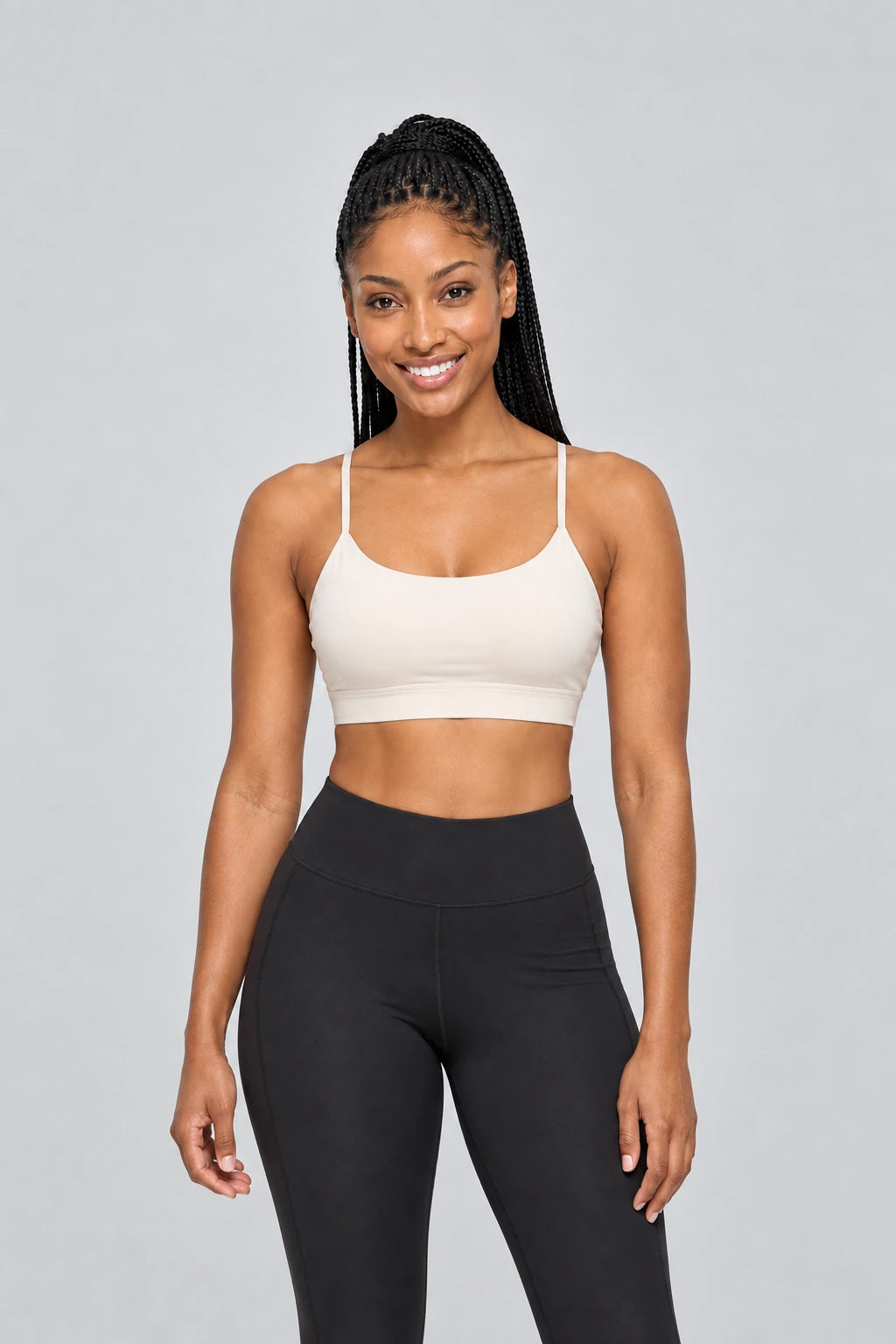 WEARHUB Polyester-Spandex EU-Sized Y-Back Sports Bra — Starry Black, front view