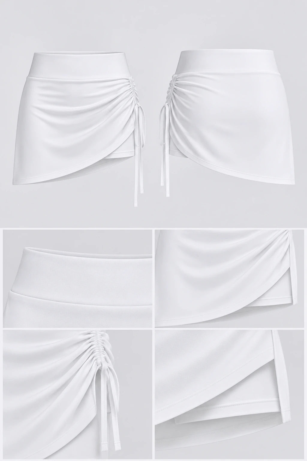 WEARHUB Polyester-Spandex Ruched Active Skirt — product, details view