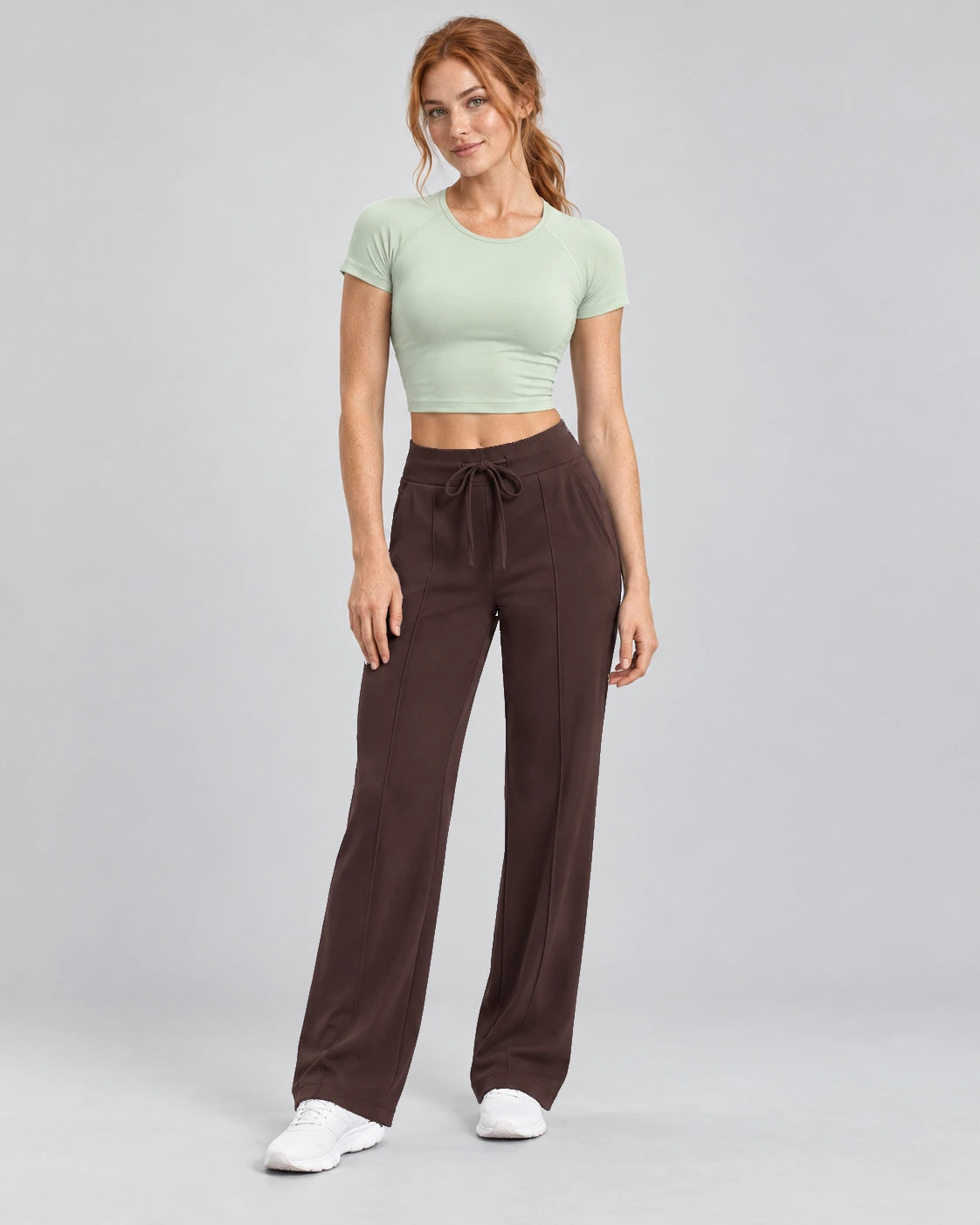 WEARHUB Polyester-Spandex Contoured-Seam Casual Pants — Starry Black, front view