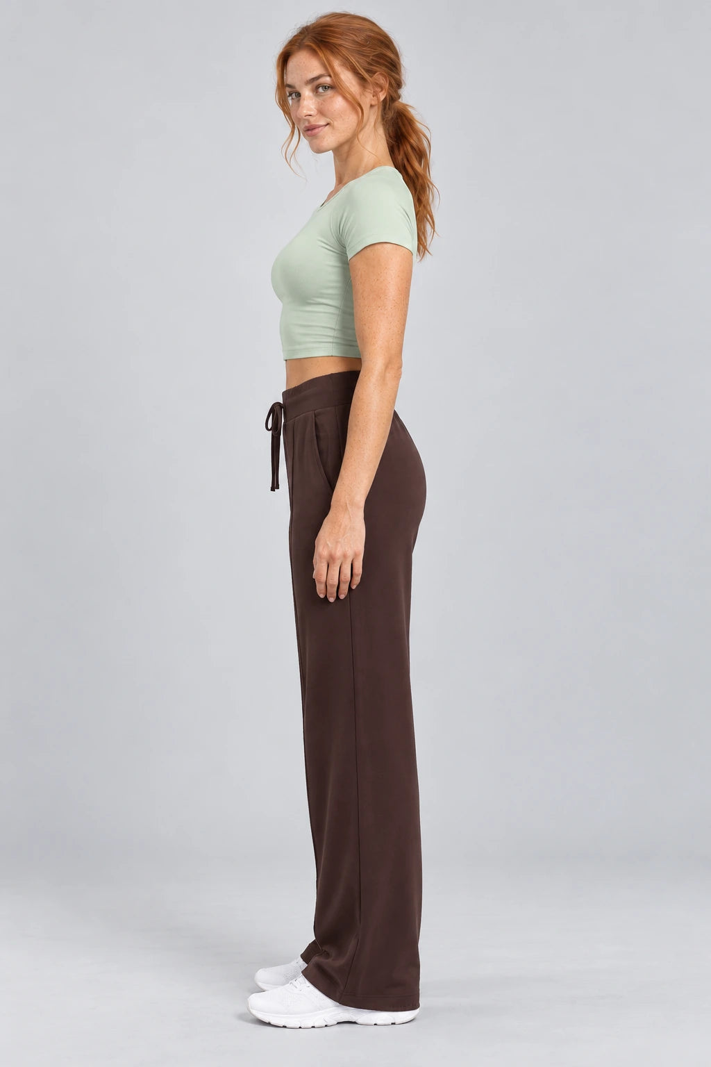 WEARHUB Polyester-Spandex Contoured-Seam Casual Pants — product, side view