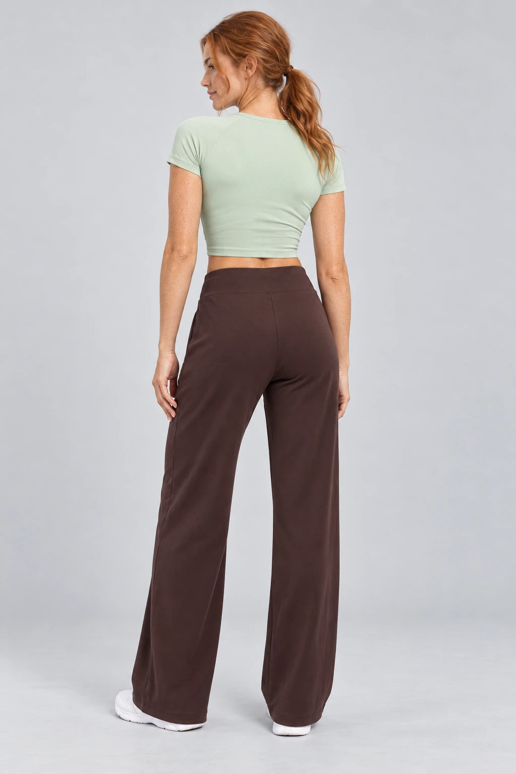 WEARHUB Polyester-Spandex Contoured-Seam Casual Pants — product, back view