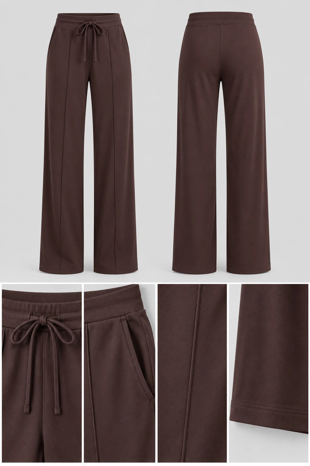 WEARHUB Polyester-Spandex Contoured-Seam Casual Pants — product, details view
