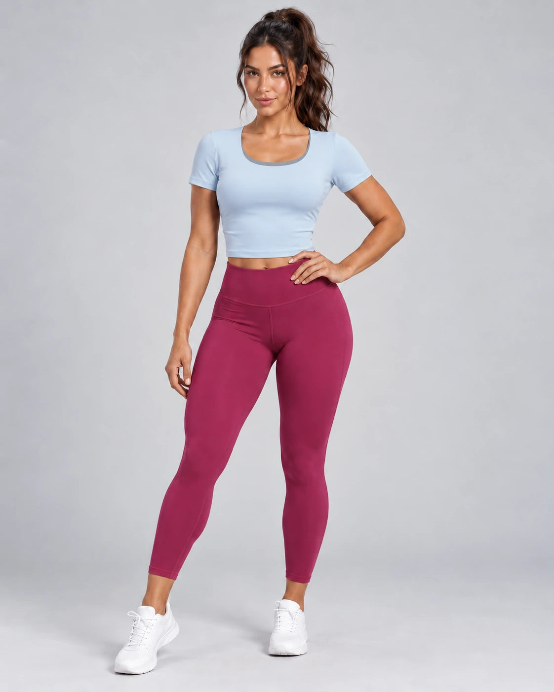 WEARHUB Polyester-Spandex Butterfly-Back Short-Sleeve Active Top — Starry Black / White, front view