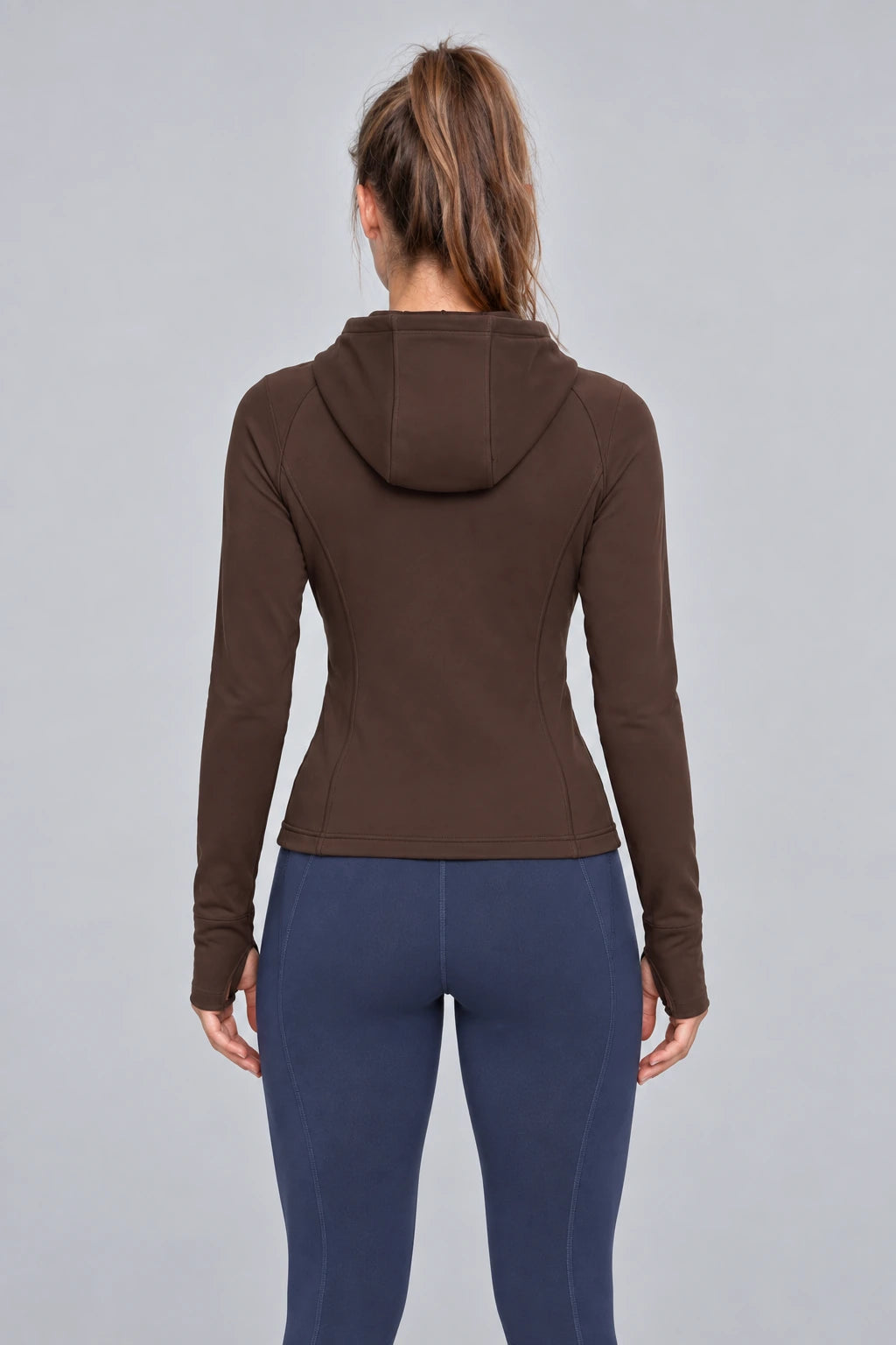 WEARHUB Polyester-Spandex Fleece-Lined Hooded Pocket Jacket — product, back view