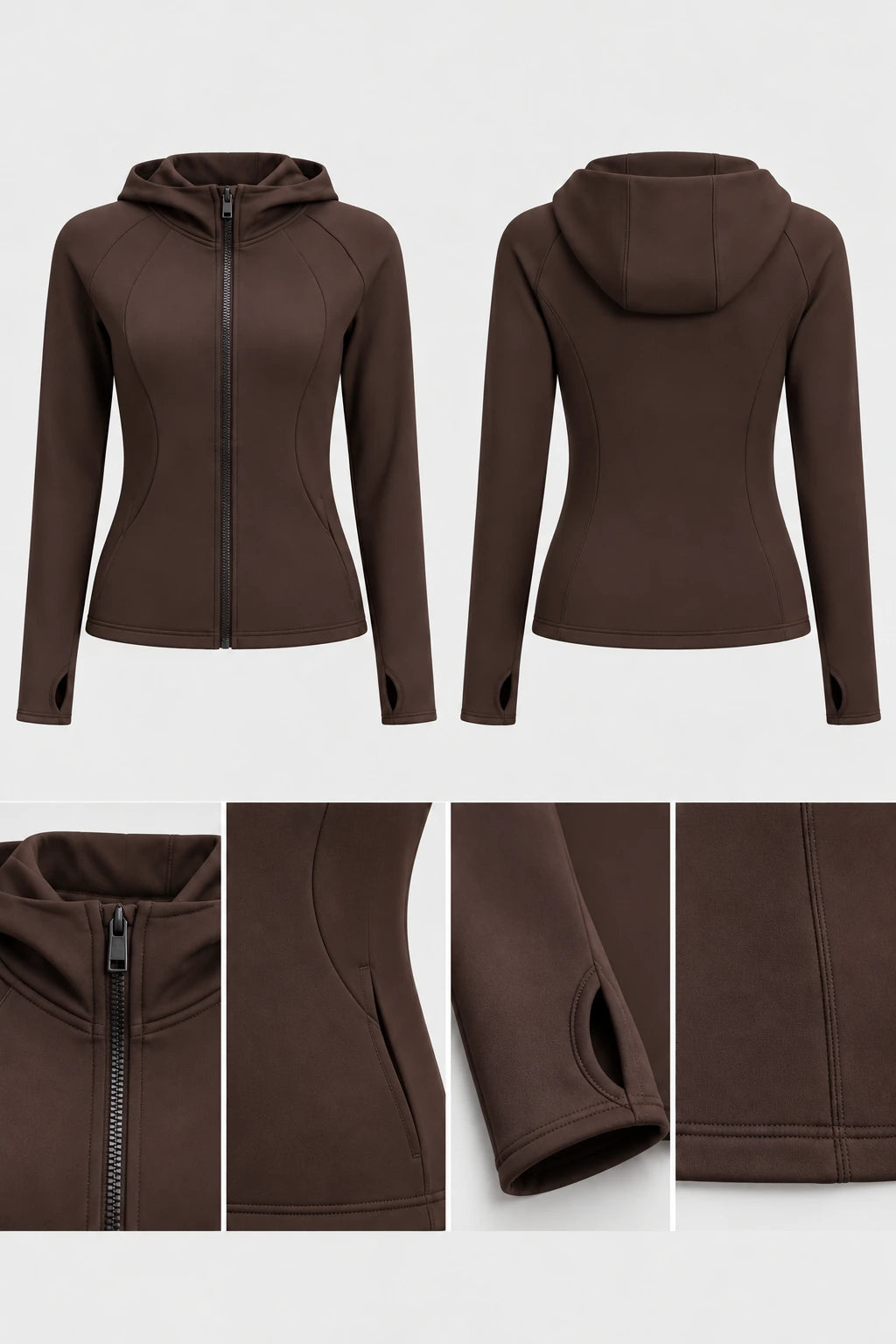 WEARHUB Polyester-Spandex Fleece-Lined Hooded Pocket Jacket — product, details view