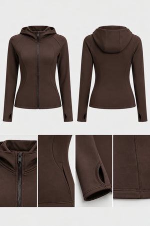 WEARHUB Polyester-Spandex Fleece-Lined Hooded Pocket Jacket — product, details view