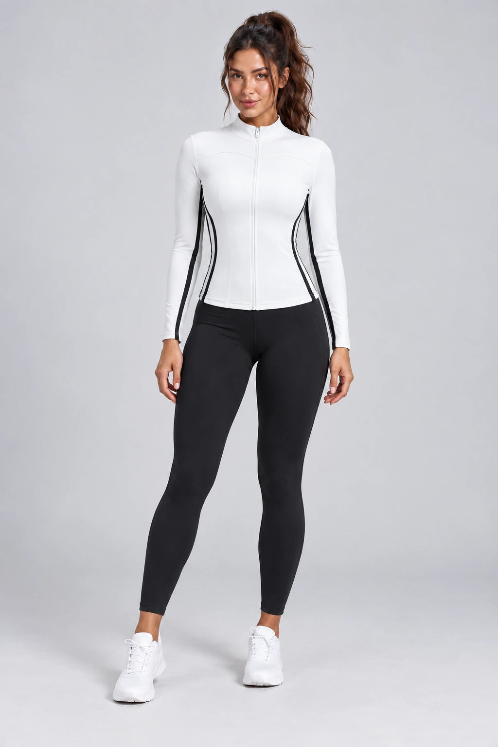 WEARHUB Polyester-Spandex Contour-Line Fleece-Lined Active Jacket — Starry Black, front view