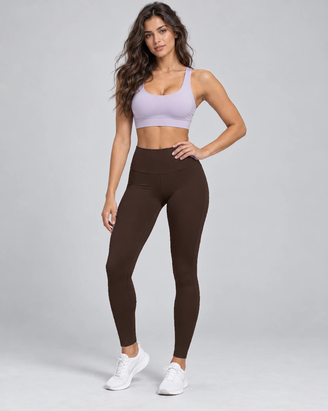 WEARHUB Nylon-Spandex Essential Active Pants — Coffee, color front view