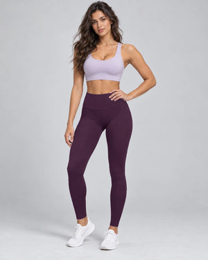 WEARHUB Nylon-Spandex Essential Active Pants — Dark Plum, color front view