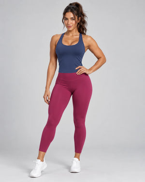 WEARHUB Nylon-Spandex Crisscross-Back Active Tank — Meteor Grey, front view