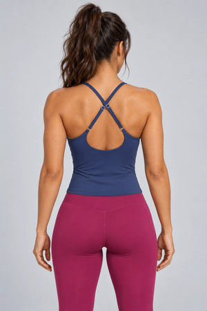 WEARHUB Nylon-Spandex Crisscross-Back Active Tank — product, back view