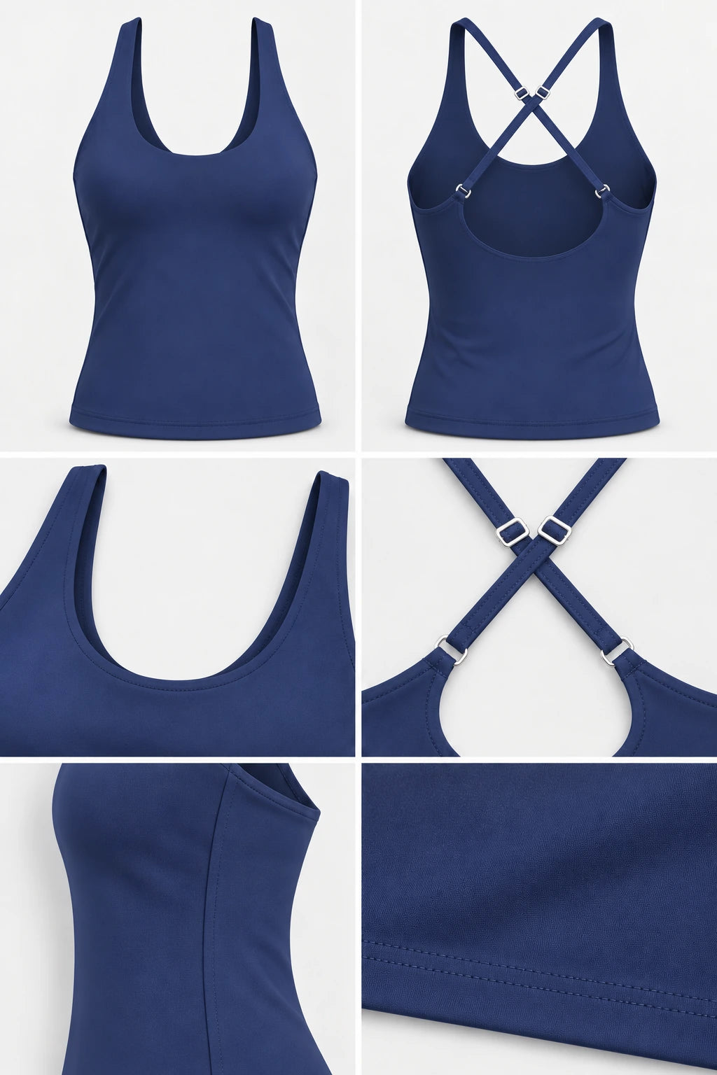 WEARHUB Nylon-Spandex Crisscross-Back Active Tank — product, details view