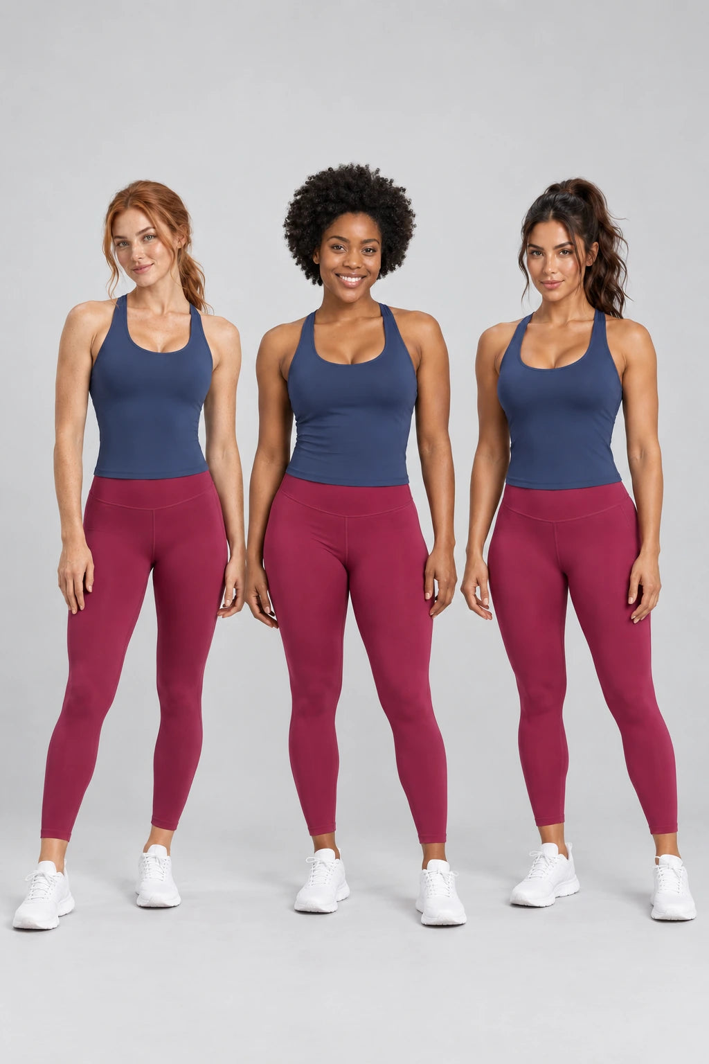 WEARHUB Nylon-Spandex Crisscross-Back Active Tank — product, multiracial view