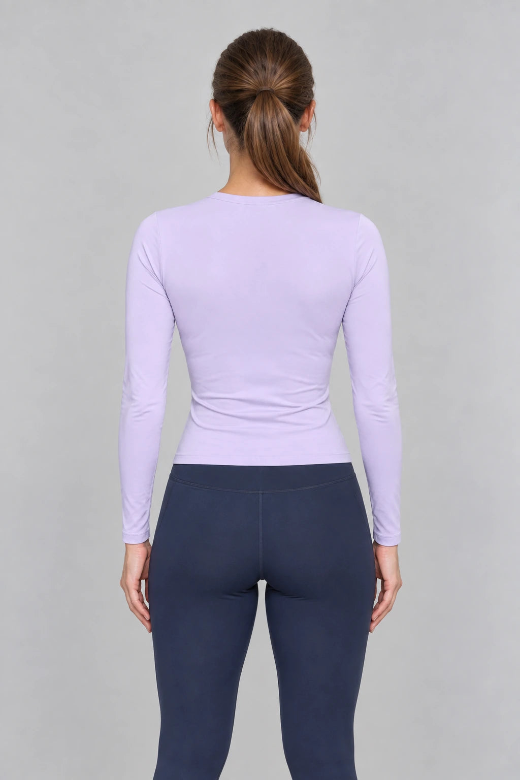 WEARHUB Nylon-Spandex Essential Long-Sleeve Active Top — product, back view