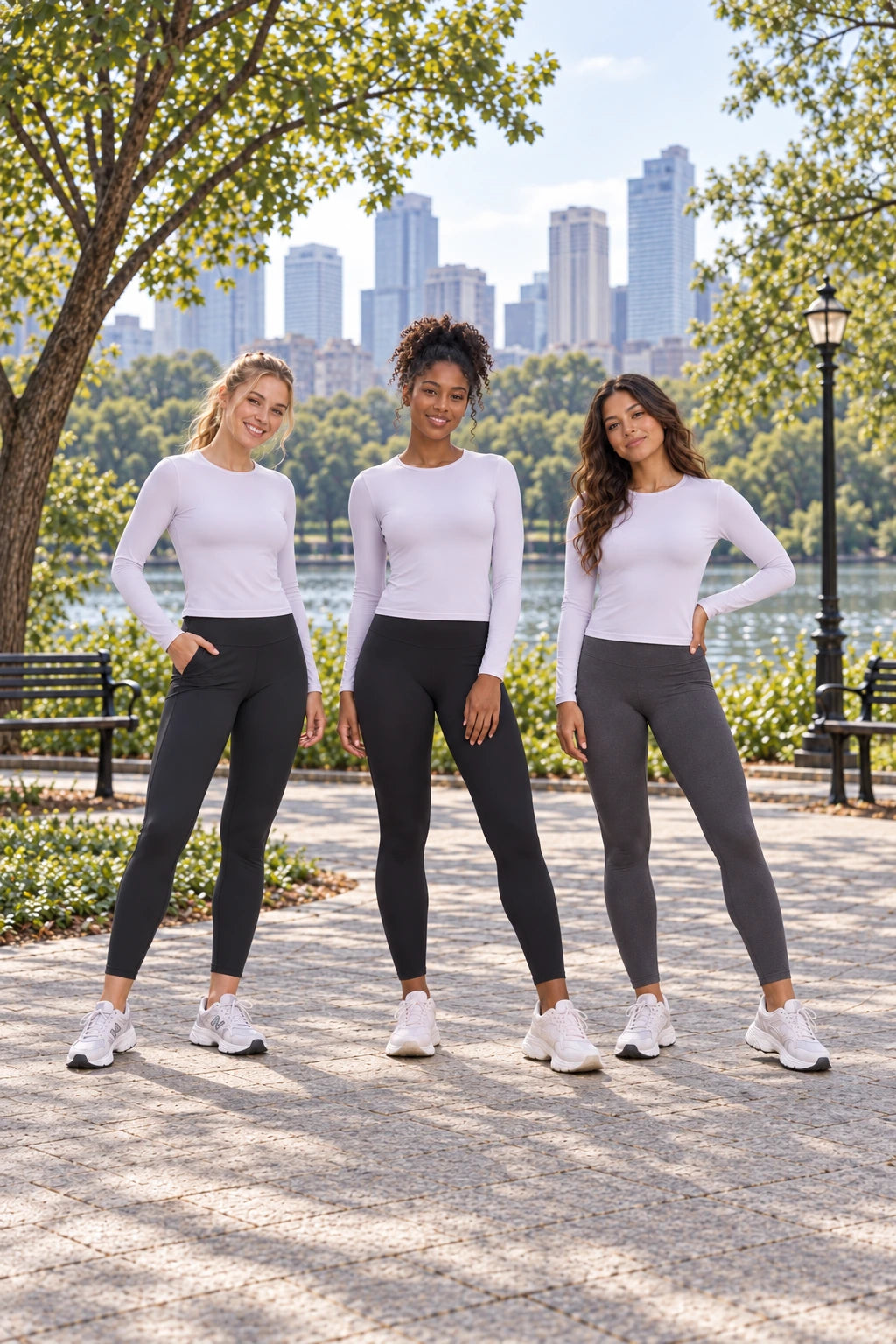 WEARHUB Nylon-Spandex Essential Long-Sleeve Active Top — product, multiracial view