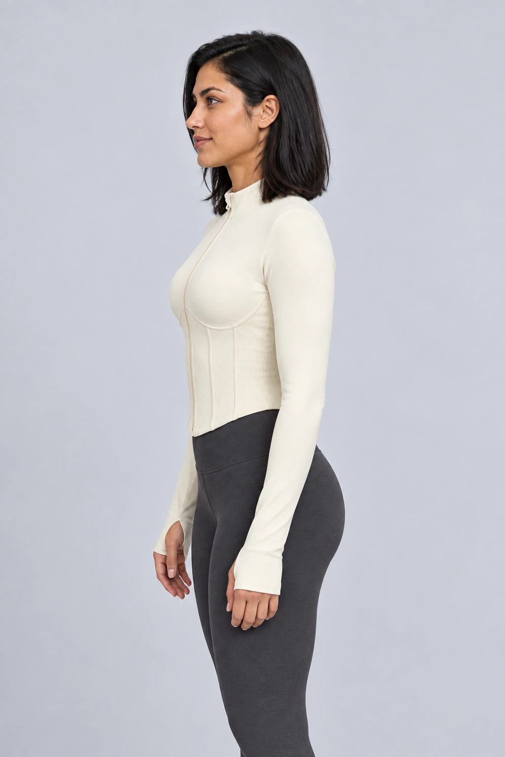 WEARHUB Nylon-Spandex Waist-Defining Active Jacket — product, side view