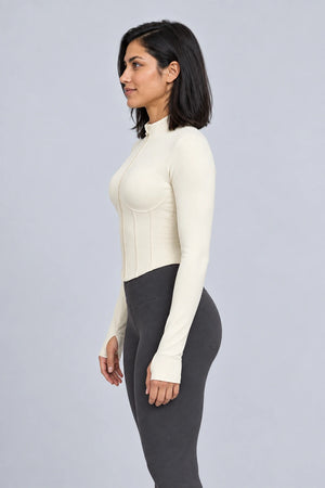 WEARHUB Nylon-Spandex Waist-Defining Active Jacket — product, side view