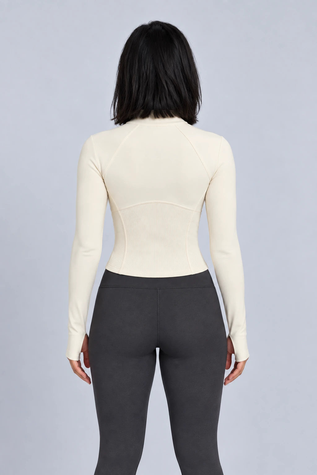 WEARHUB Nylon-Spandex Waist-Defining Active Jacket — product, back view