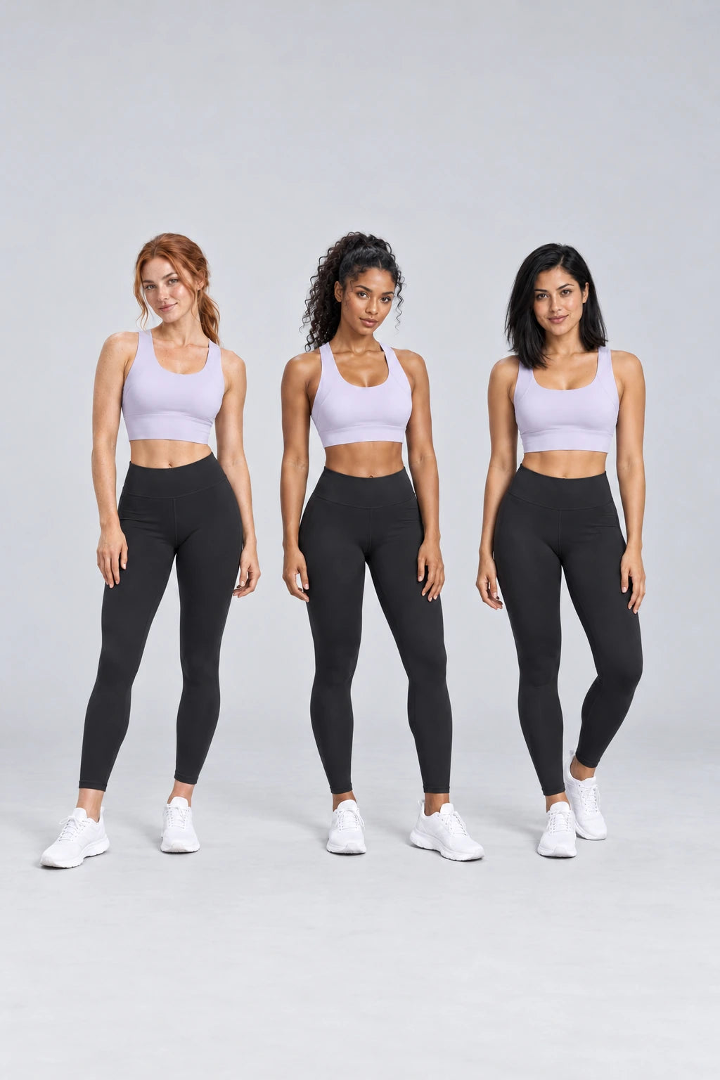 WEARHUB Nylon-Spandex Racerback Sports Bra — product, multiracial view