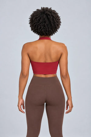 WEARHUB Nylon-Spandex Halter Sports Bra — product, back view