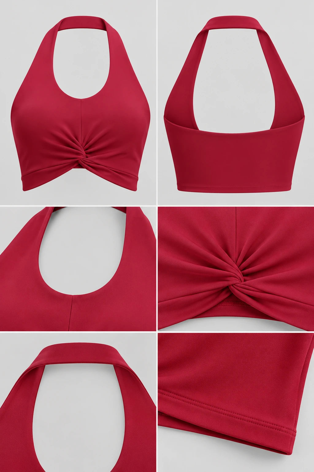 WEARHUB Nylon-Spandex Halter Sports Bra — product, details view