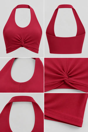 WEARHUB Nylon-Spandex Halter Sports Bra — product, details view