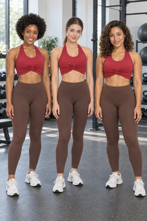 WEARHUB Nylon-Spandex Halter Sports Bra — product, multiracial view