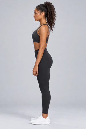WEARHUB Nylon-Spandex Mesh Cutout Sports Bra — product, side view