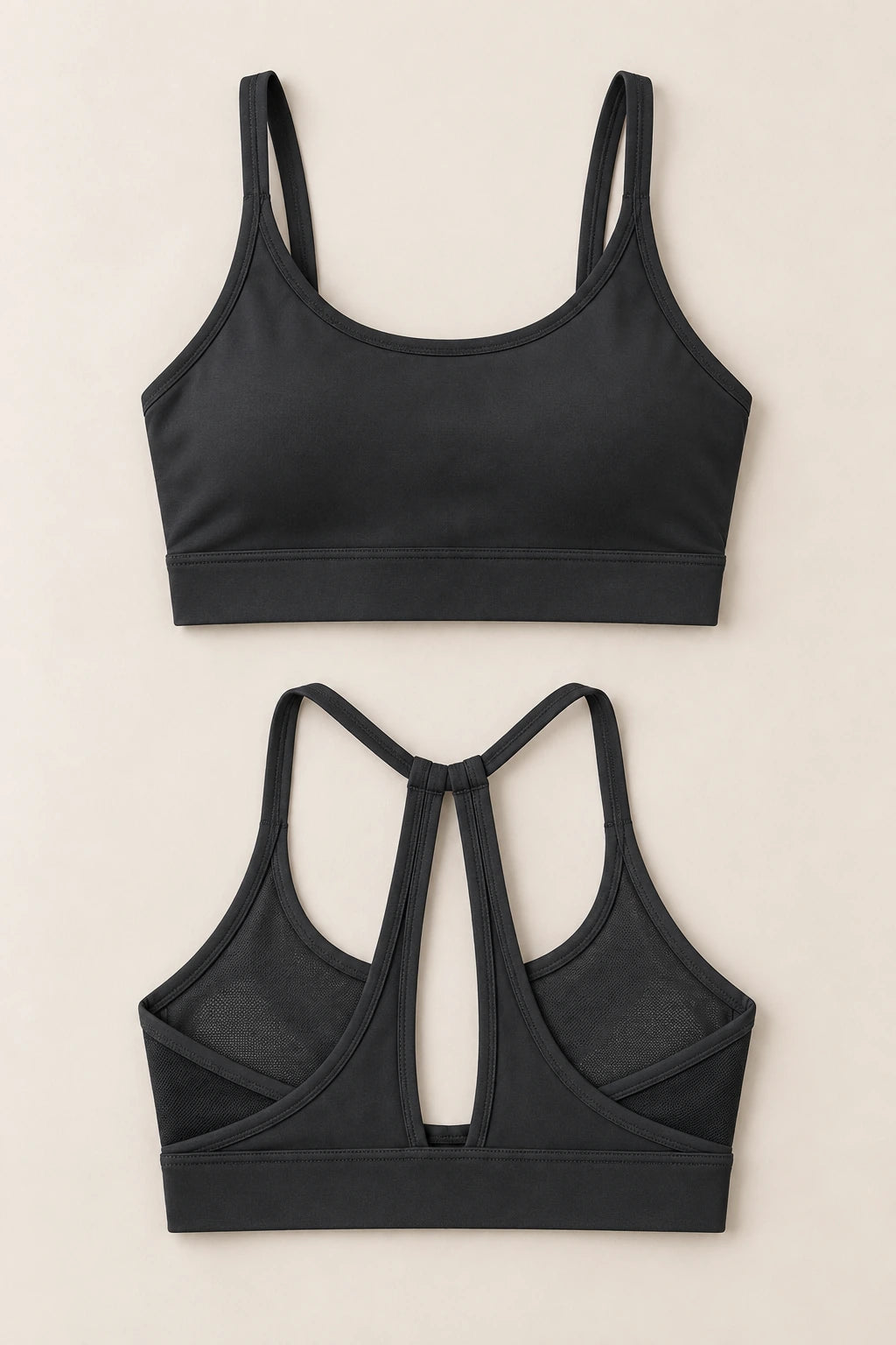 WEARHUB Nylon-Spandex Mesh Cutout Sports Bra — product, details view