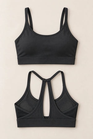 WEARHUB Nylon-Spandex Mesh Cutout Sports Bra — product, details view