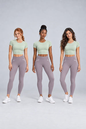 WEARHUB Nylon-Spandex Contour-Line Active Pants — product, multiracial view