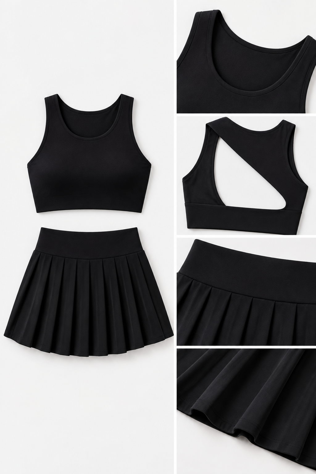 WEARHUB Nylon-Spandex Barely-There Soft-Touch Sports Bra — Black, fabric and stitching detail