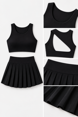 WEARHUB Nylon-Spandex Barely-There Soft-Touch Sports Bra — Black, fabric and stitching detail