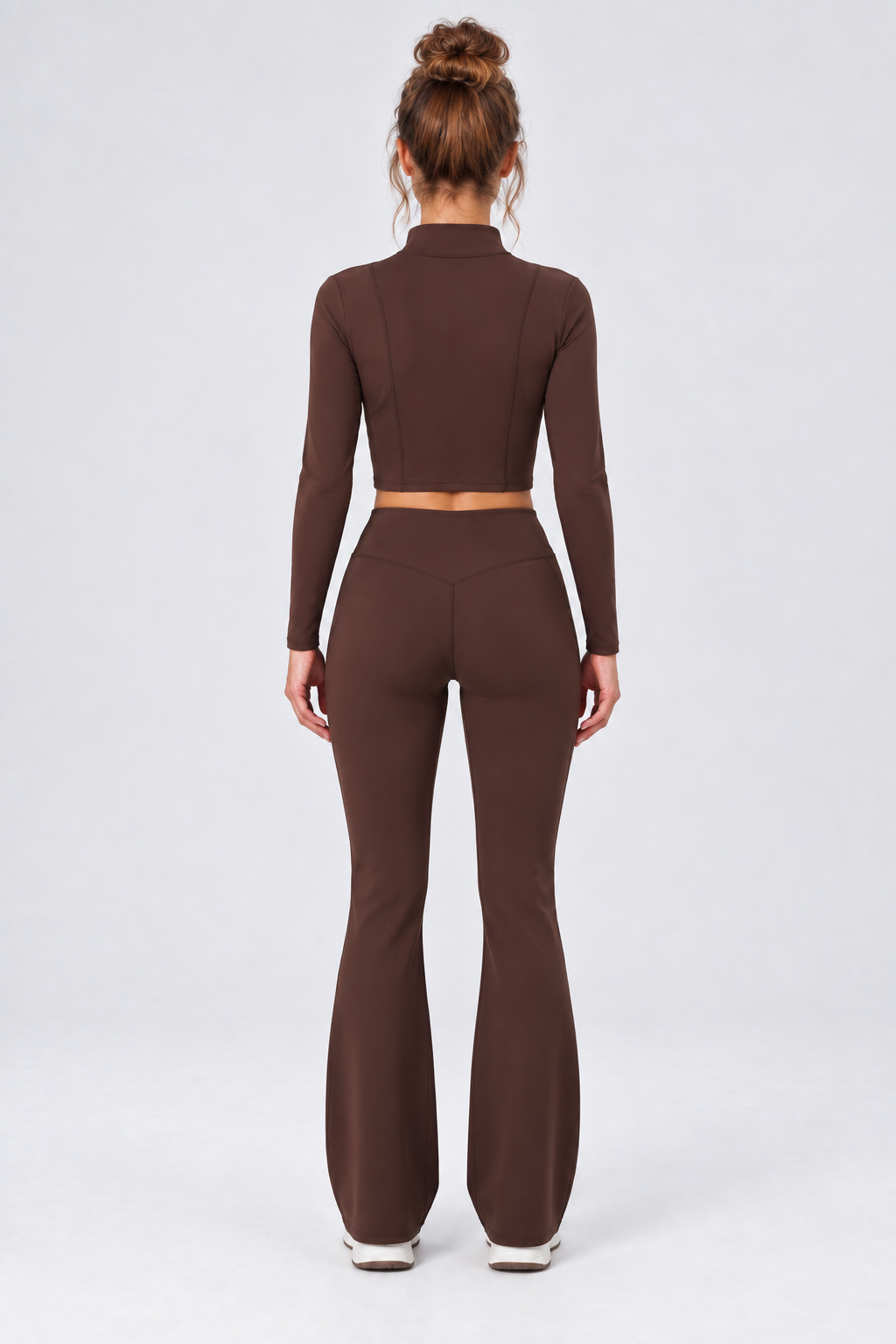 WEARHUB Nylon-Spandex Stretch Active Jacket — Dark Brown, back view