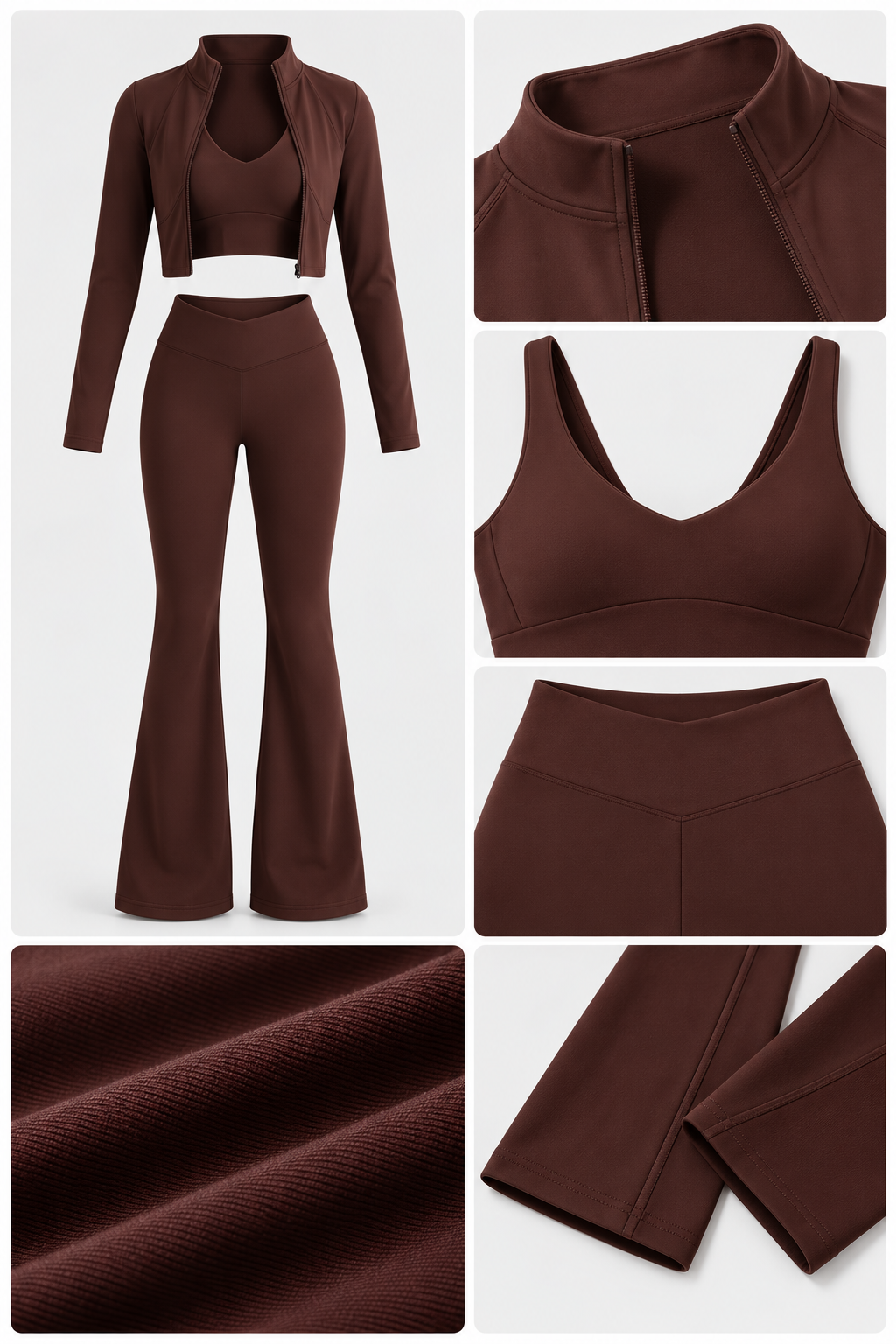 WEARHUB Nylon-Spandex Stretch Active Jacket — Dark Brown, fabric and stitching detail