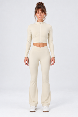 WEARHUB Nylon-Spandex Stretch Active Jacket — Off-White, front view