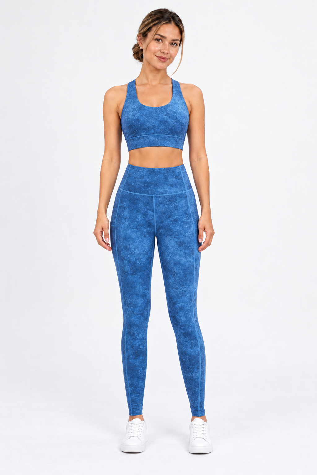 WEARHUB Nylon-Spandex Washed-Finish Active Tank — Washed Blue, front view