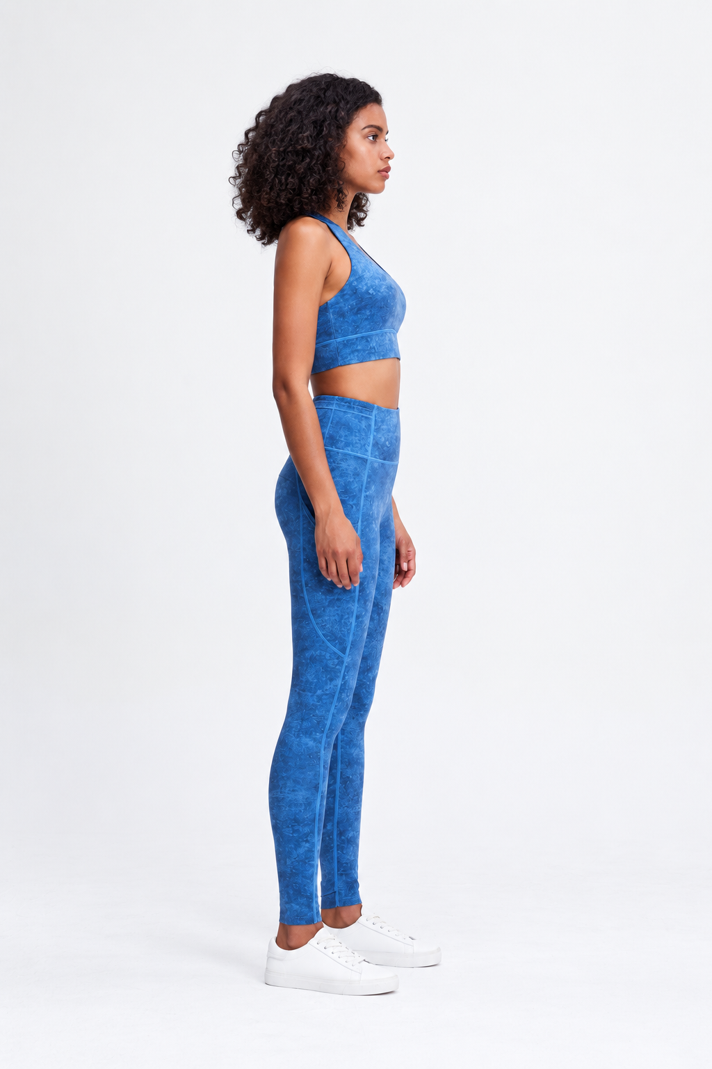 WEARHUB Nylon-Spandex Washed-Finish Active Tank — Washed Blue, side view