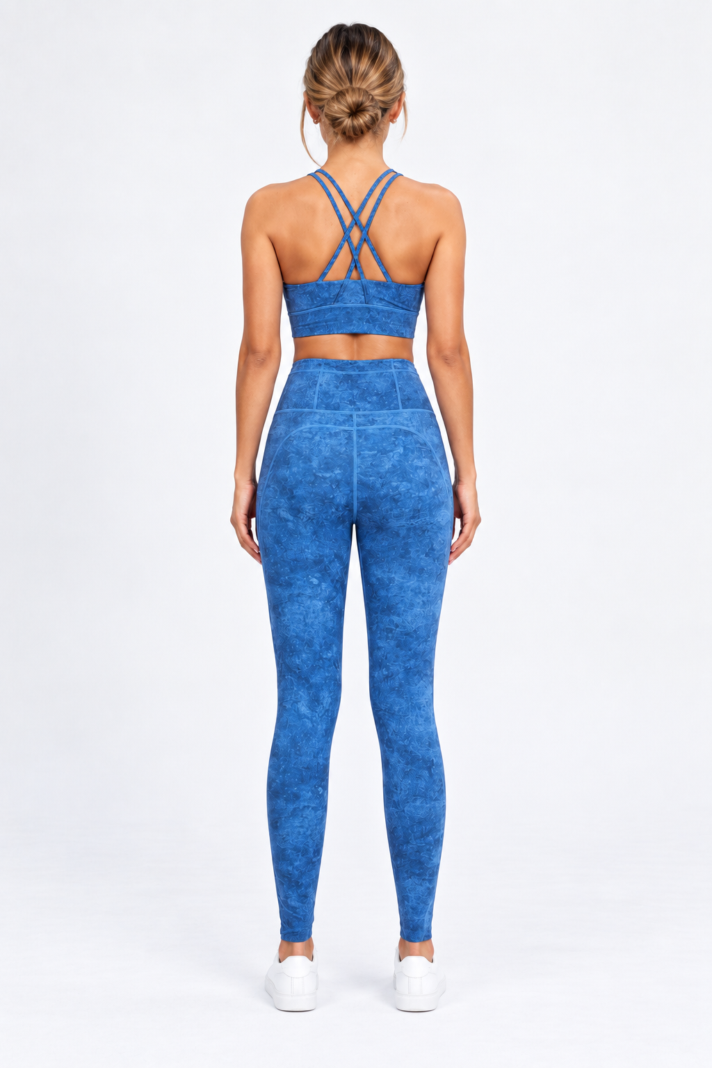 WEARHUB Nylon-Spandex Washed-Finish Active Tank — Washed Blue, back view
