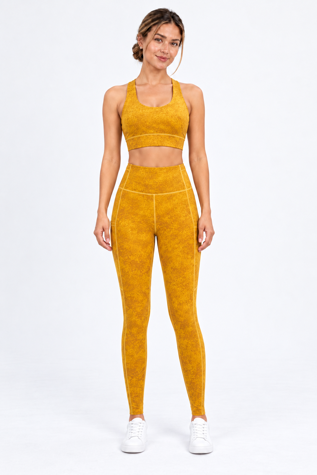 WEARHUB Nylon-Spandex Washed-Finish Active Tank — Washed Turmeric, front view