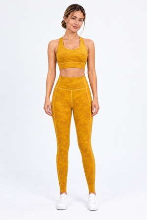 WEARHUB Nylon-Spandex Washed-Finish Active Tank — Washed Turmeric, front view